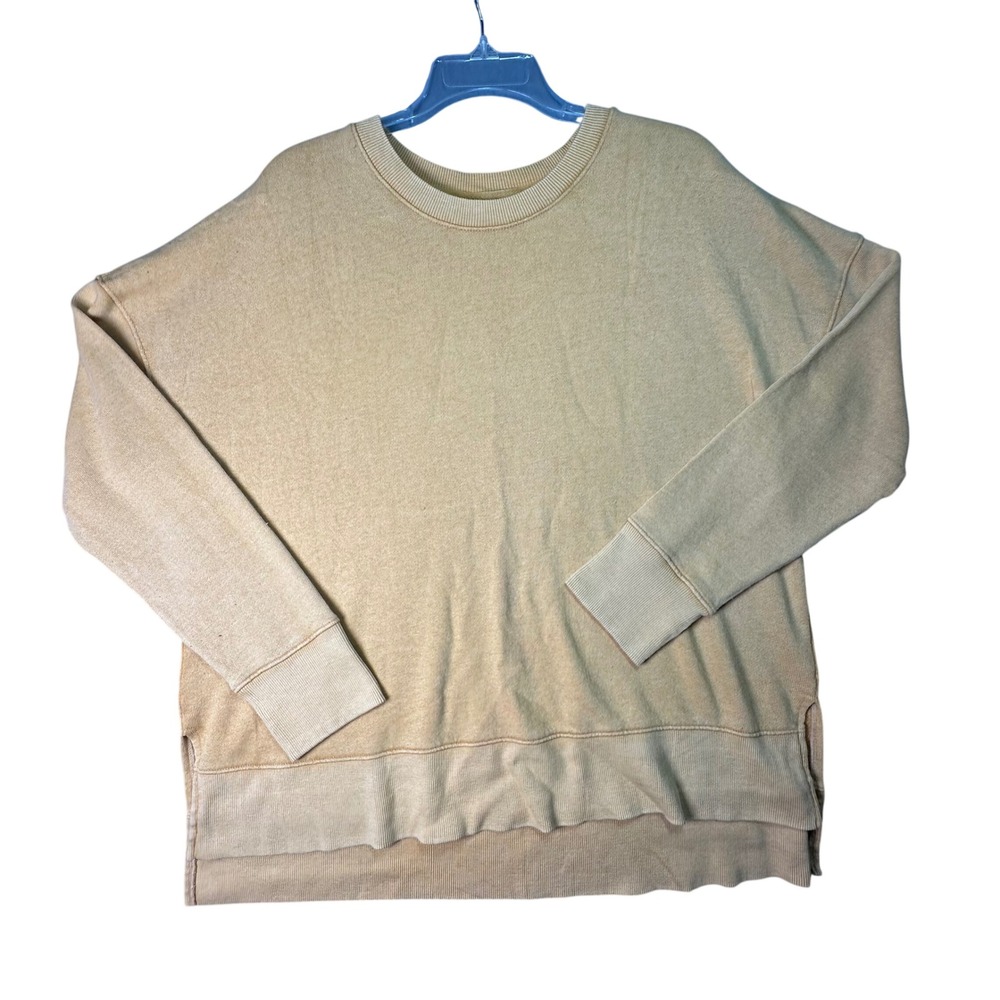 Time and Tru Oversized Crewneck Sweatshirt Casual Loungewear Large Yellow Cozy